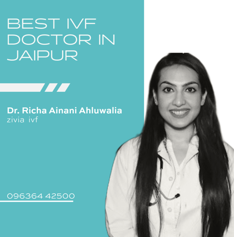 A graphic showcasing Dr. Richa Ainani Ahluwalia recognized as the Best IVF Doctor in Jaipur