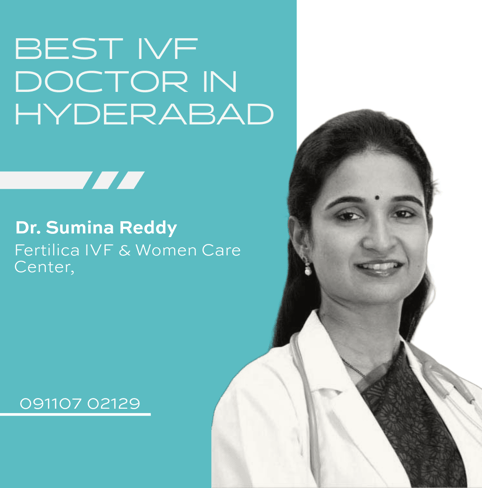 An illustration presenting Dr. Sumina Reddy as Hyderabad’s premier IVF doctor