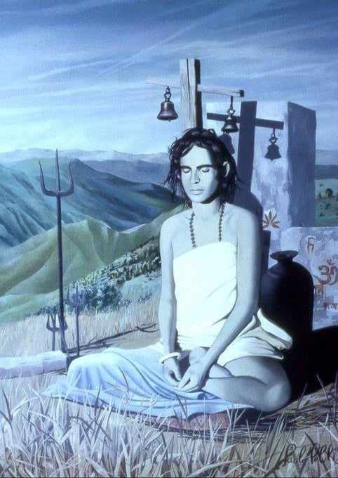 Babaji medita sul Monte Kailash, dipinto di Paolo Polli