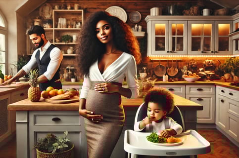a-beautiful-dark-skinned-pregnant-african-american-woman-dressed-professionally-with-a-nice-wedding-ring, glowingandhealthy
