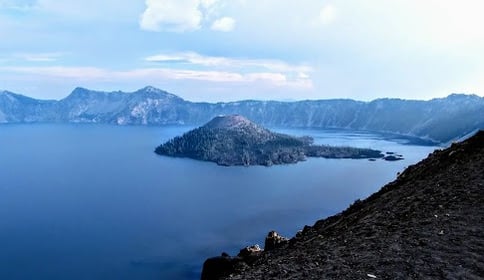 Waterfall Hwy, OR - Crater Lake is the 7th deepest in the world, with a little mountain island