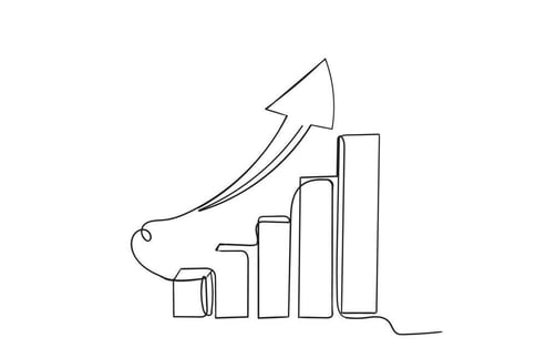 Drawing of investment chart going up