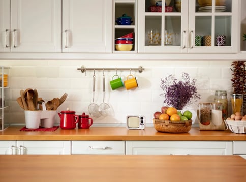 a kitchen counter top with a wooden counter top In Port Coquitlam