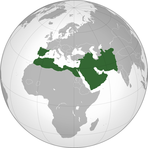 a globe map of the world with a map of the umayyad dynasty