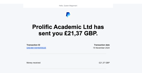 Payment proof for Prolific
