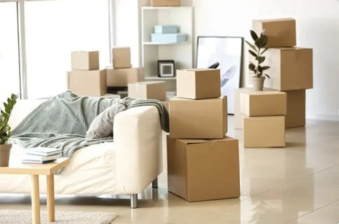 empty room or neatly stacked moving boxes