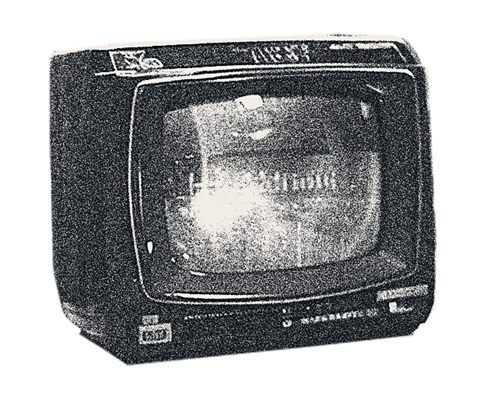 Tv antiga retro em p&b recorte de revista - Exordium Media - Marketing - Agência
