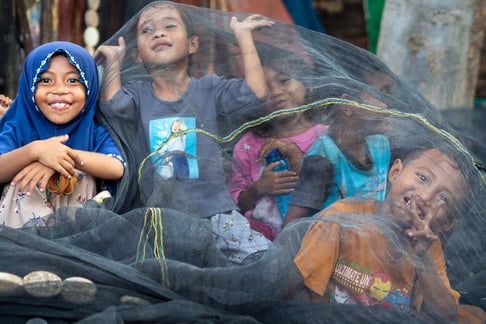 a child's face is covered in a veil of veils