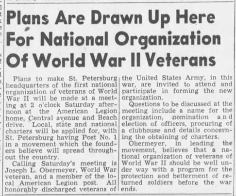 St. Petersburg is the first National American Veterans Organization