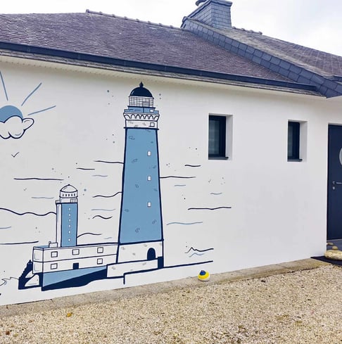 Fresque murale d'un phare breton Eva Girardeau