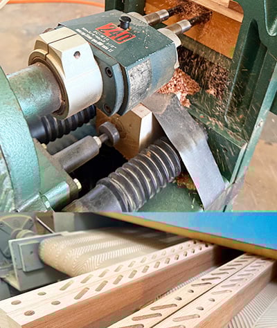 Boring dowel holes and sanding the frame