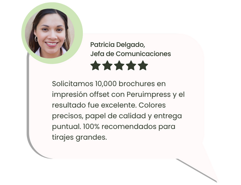 Opinión de empresa sobre impresión offset de brochures en tiraje grande con Peruimpress