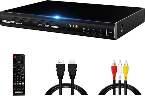 WISCENT WTB-978EU Reproductor de Blu-Ray para TV, reproductores de DVD con coaxial/HDMI/AV/salida