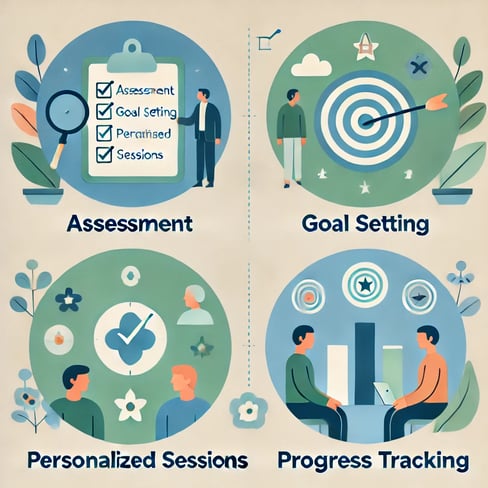 four different stages of a goal setting speech therapy
