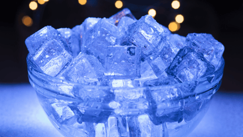 a bowl of ice cubes in a bowl