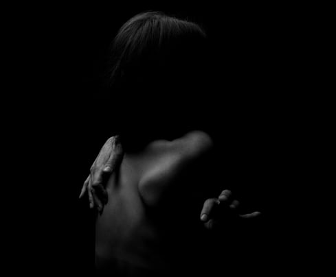 a woman in a black and white photo