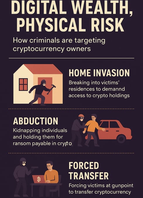 Digital phisical risk, criminals targeting homes for invasion, cruptocurrency owners