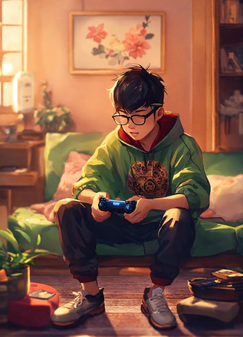 enfant en train de jouer au jeu vidéo