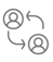 Iconos de dos perfiles de personas conectadas por flechas