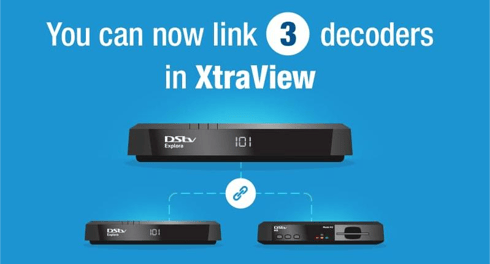 Three DSTV decoders working together as an extraview