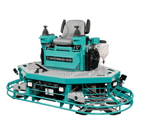 power trowel with float pans for concrete placement