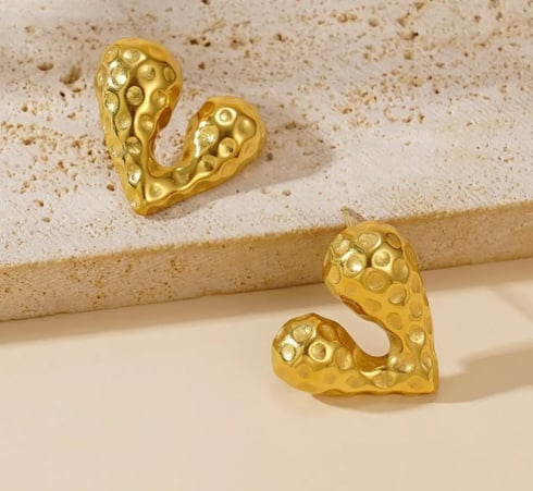 Hammered Heart Earrings