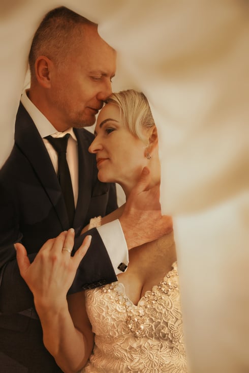 Weding day, a man and woman are standing in a wedding ceremony