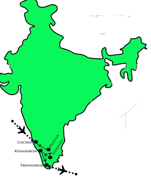 Map of Kerala tour package