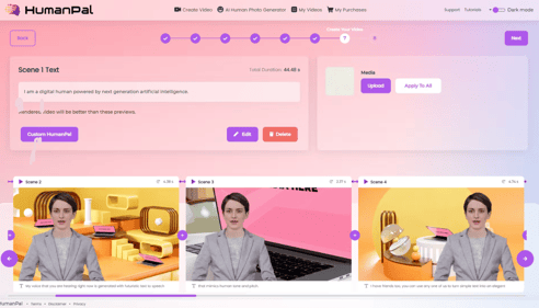 A screenshot of the HumanPal editor interface, showing the drag-and-drop elements