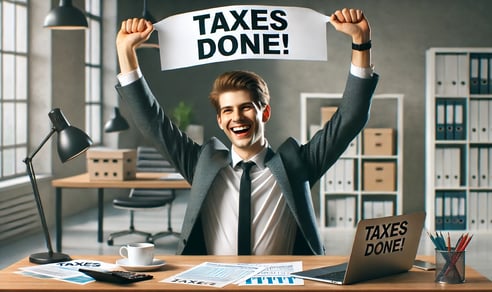 Highly realistic of a Business person celebrating after filing their taxes.