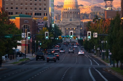 Main avenue in the capital city facing the Idaho capital building.