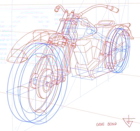 how to draw motorcycles springer fork gene bond