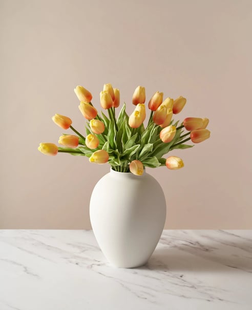 peach and coral faux tullps