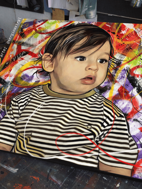 Rosto de uma criança em arte Pop-Art.