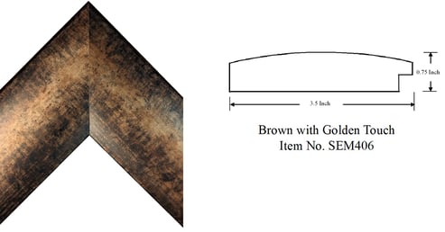 Brown with Golden Touch Picture Frame Item No. SEM406