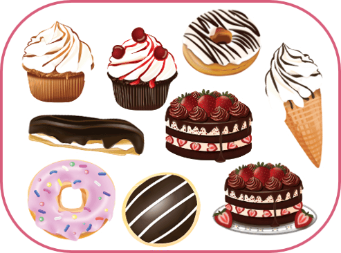 sticker sheet with sweets