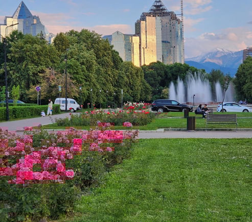 beautiful green area in Almaty, Kazazkstan