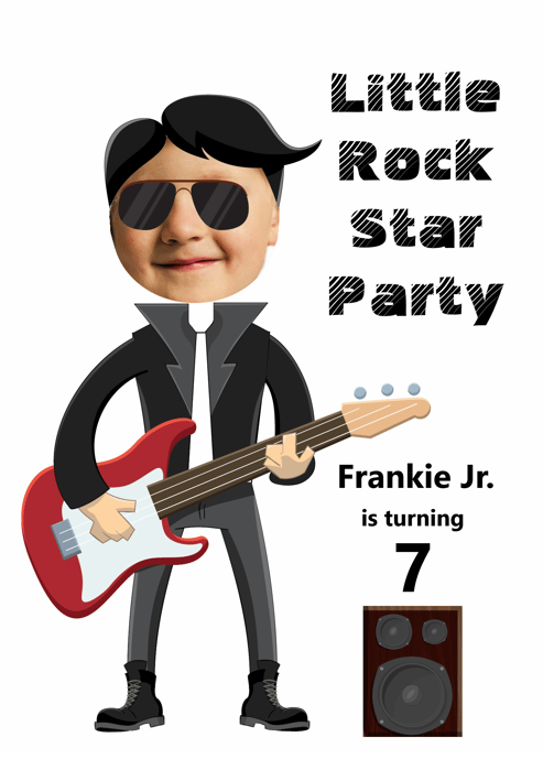 a cartoon style rock star party invitation