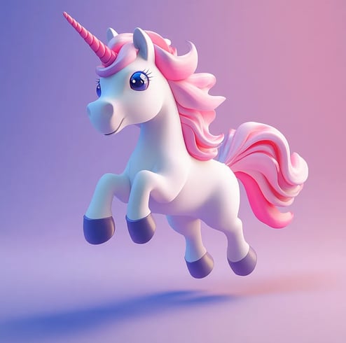 D3 schattige unicorn in roze en paars