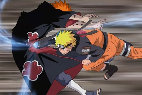 Naruto em uma batalha épica em Naruto Shippuden