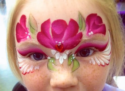 Flower Eye Design Face Painting At Children's Birthday Party