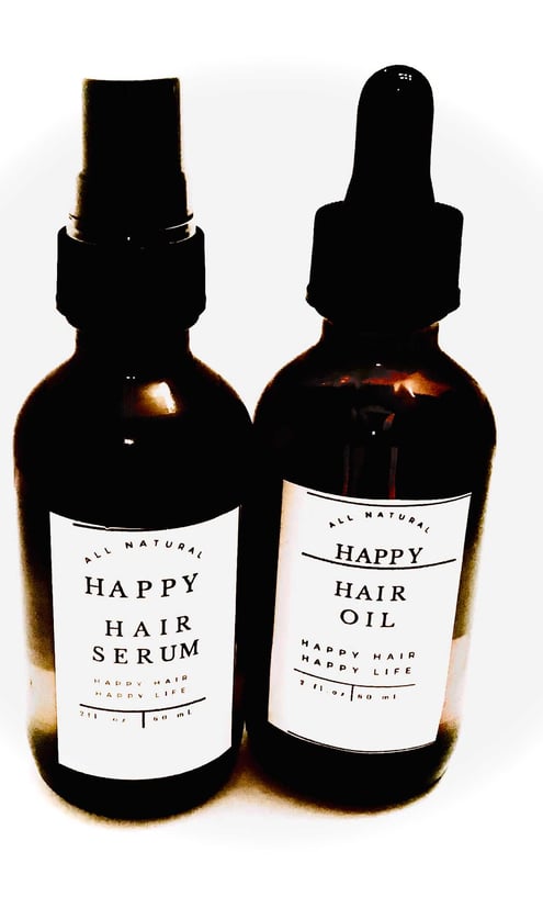 The happy bundle with the hair oil and hair serum