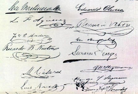 Firmas del Acta de Fundación de la Sociedad Rural Argentina