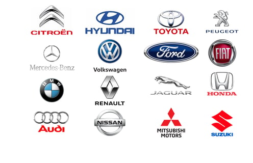 a bunch of logos of all kinds of cars