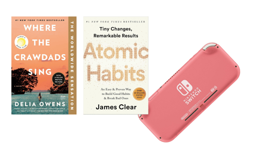 Where the Crawdads sing, Atomic Habits, Nintendo Switch Lite