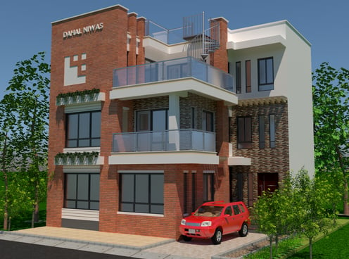 Conceptual 3D building virtual rendering model.