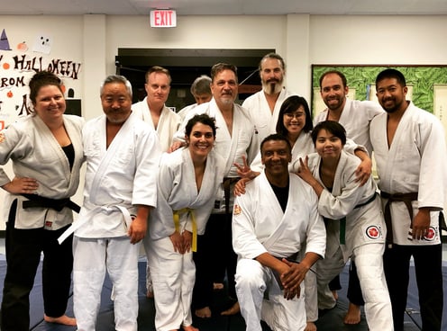 Martial arts class, jujitsu, judo