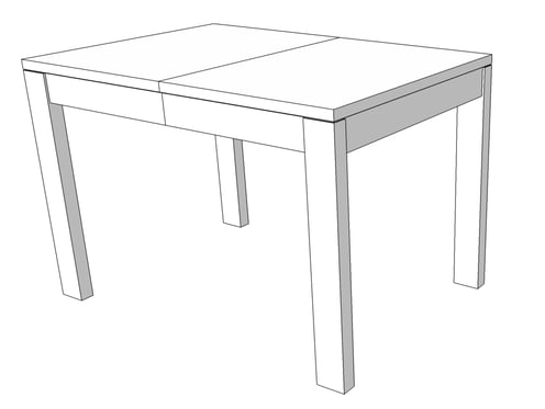 Digital mockup of the extendable dining table