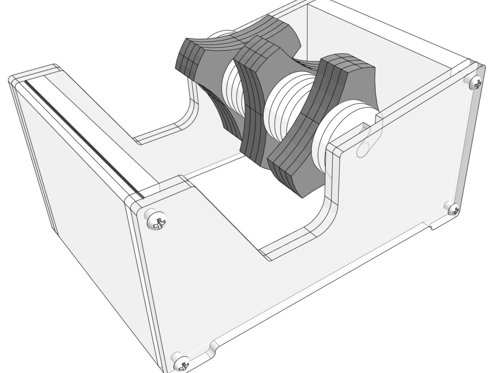 Digital mockup of the multi roll tape dispenser