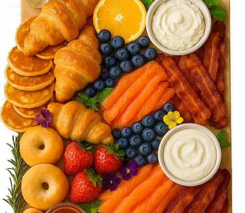 a platter of food with fruit and vegetables